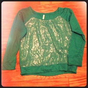Sequined teal sweatshirt