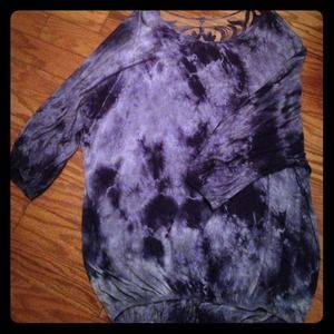 Blue tiedye with lace back blouse
