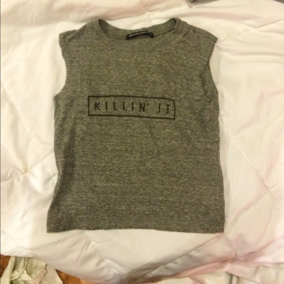 Brandy Melville Gray "killin it" top