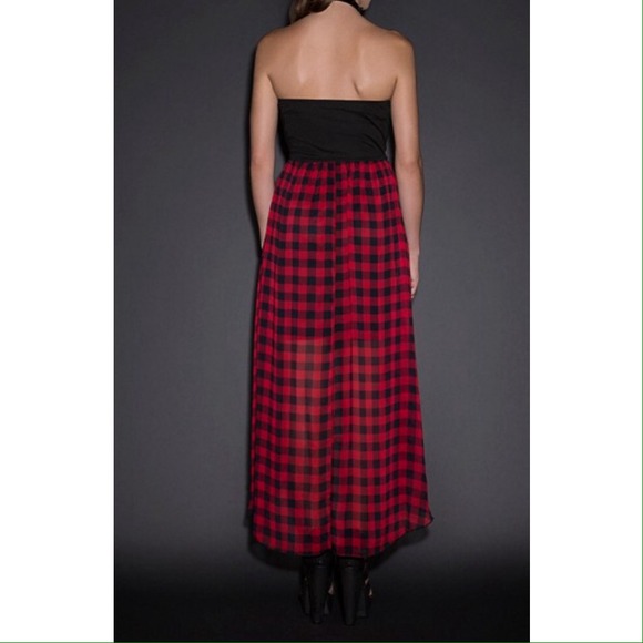 Red and black strapless dress - Picture 2 of 3