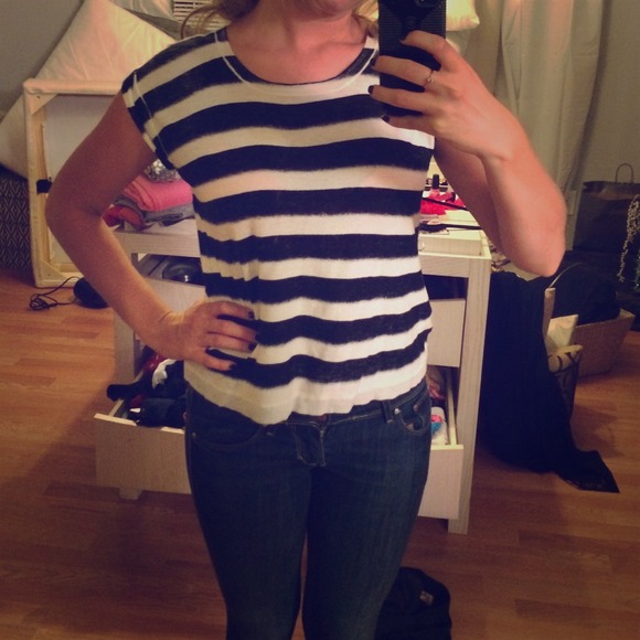 BCBG Max Azria B&W striped top