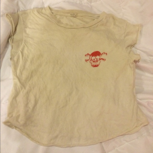 White shirt with red skull