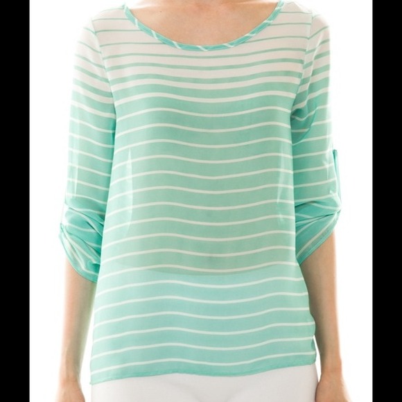 Teal and white top
