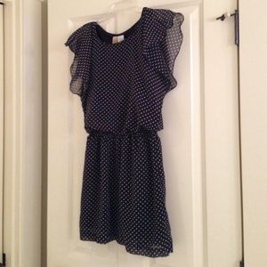 Polka Dot Dress With Ruffled Sleeves.