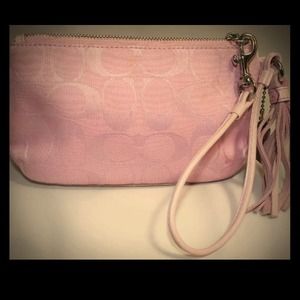 authentic coach wristlet suede pink