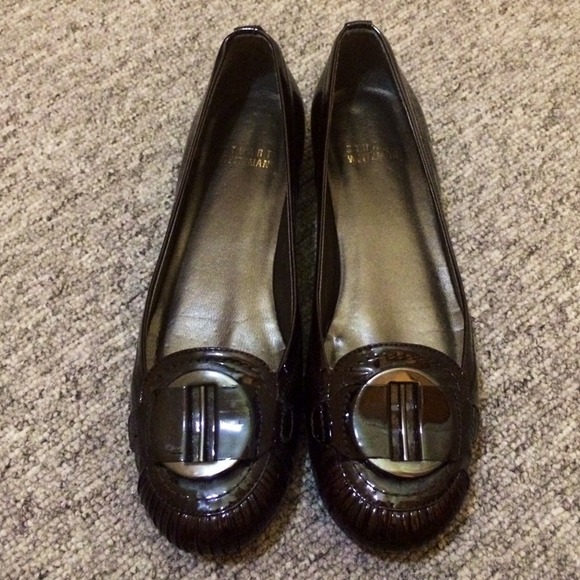 Stuart Weitzman Dark Brown Patent Leather Flats
