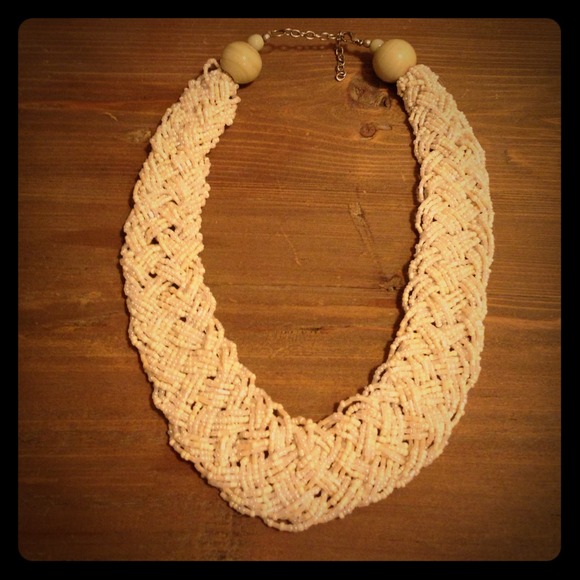 Handmade cream  beaded statement necklace