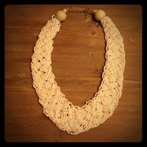 Handmade cream beaded statement necklace