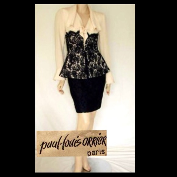SOLD!!! AUTH VTG PAUL LOUIS ORRIER SILK PEPLUM DRESS/SUIT