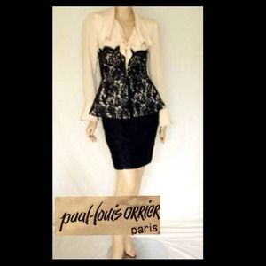 SOLD!!! AUTH VTG PAUL LOUIS ORRIER SILK PEPLUM DRESS/SUIT