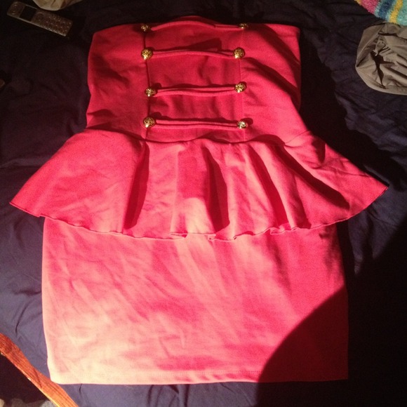 Pink military peplum dress