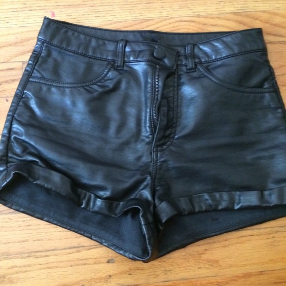 High waisted leather shorts