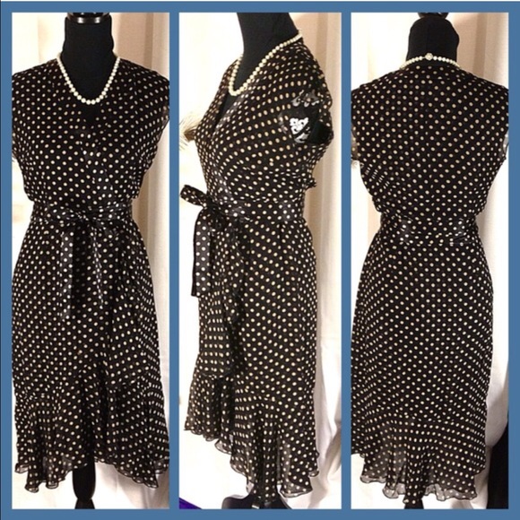 Etcetera Dresses & Skirts - Etc. Polka Dot Wrap Dress