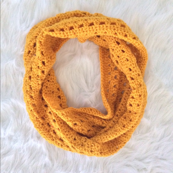 Handcrafted mustard infinity scarf