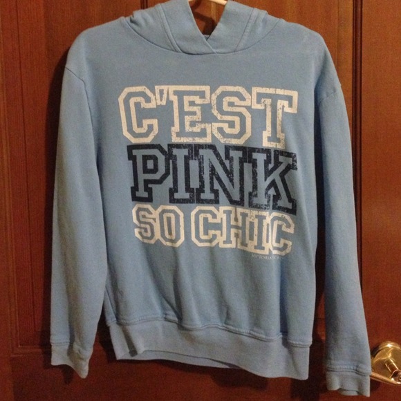 VS Pink Cropped Sleeve XS Blue Sweatshirt
