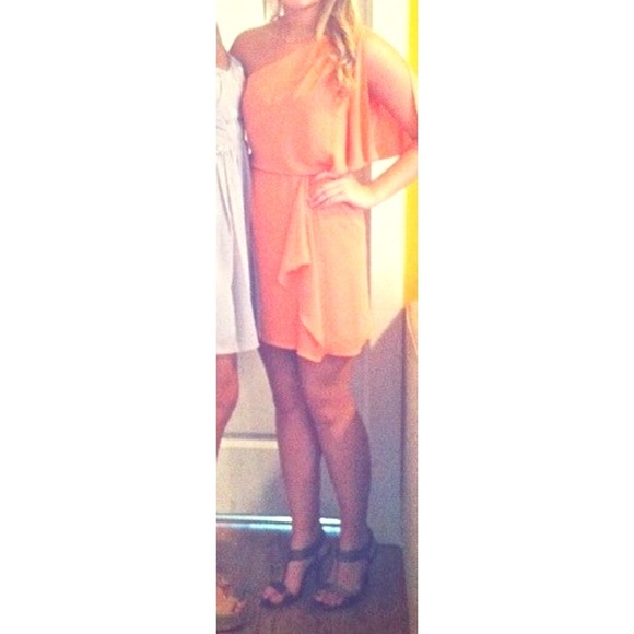 BCBG one shoulder peach dress