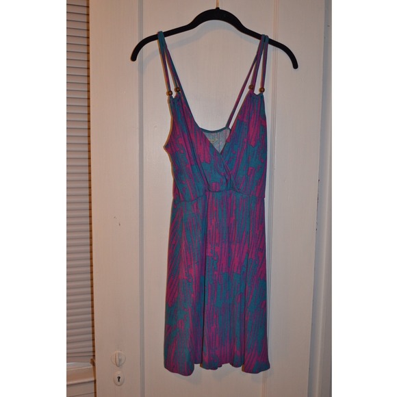 Purple and teal patterned dress