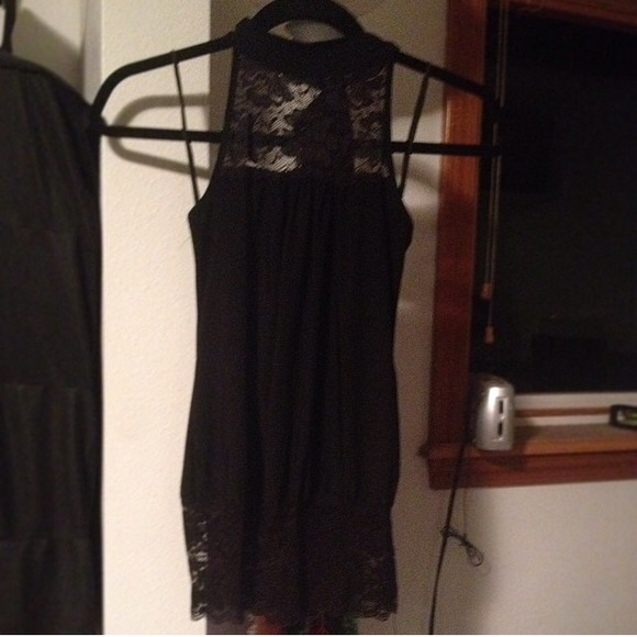 Tops - Black lace halter top
