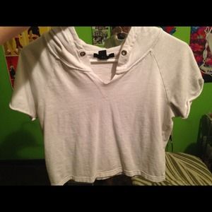 White crop top hoodie