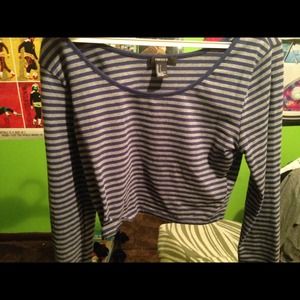 Striped long sleeve crop top