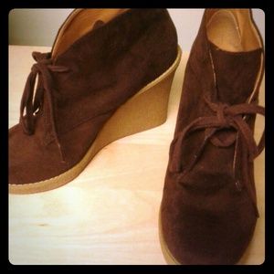 Brown lace up booties