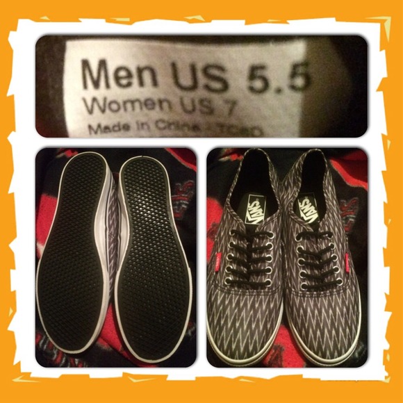 Vans size 7 black and white chevron
