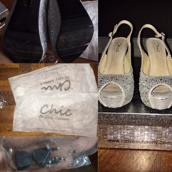 Sparkly Silver Diamond Heels - Picture 4 of 4