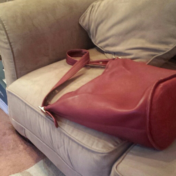 Vintage red authentic coach hobo bag