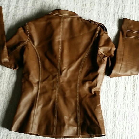 Amazing Brown vegan leather blazer - Picture 3 of 4