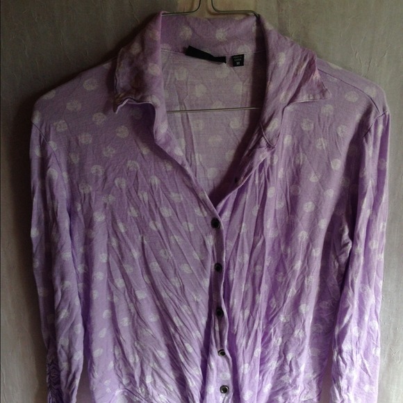 Purple button up shirt with white dots - Picture 1 of 5