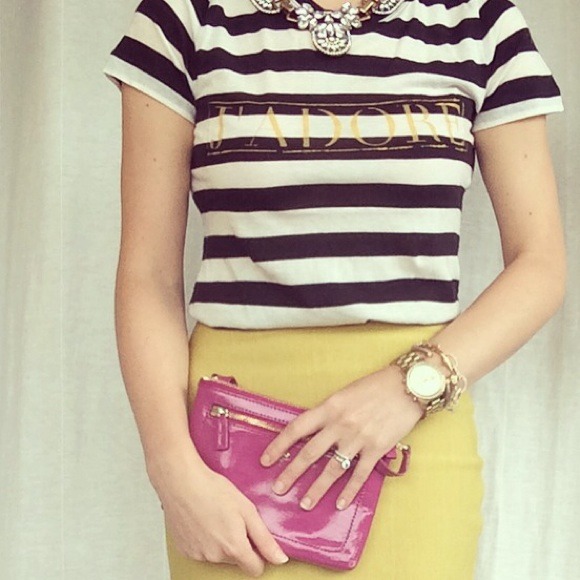 ❌SOLD❌RESERVED J'ADORE Striped Graphic Print Tee - Picture 2 of 4