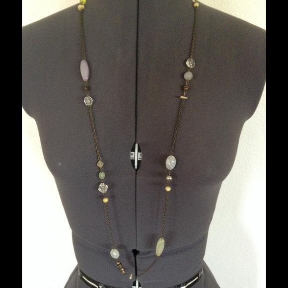 Jewelry - Long Antiqued Metal and Beads Necklace