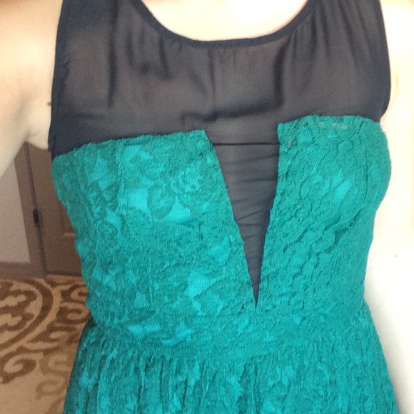 Emerald green dress with lace