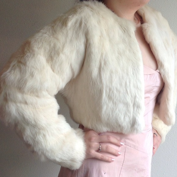 Wilsons Leather Outerwear - White or cream fur crop jacket Wilson's genuine S