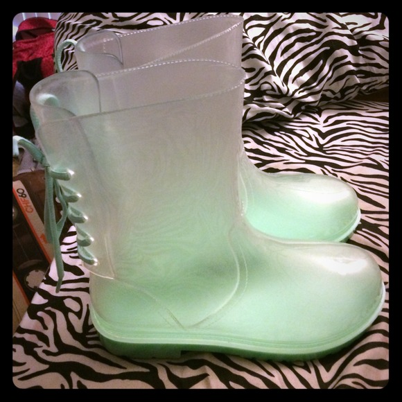 Clear and Mint Jelly Rain Boots