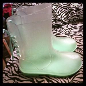 Clear and Mint Jelly Rain Boots