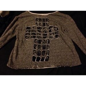 Lace floral and cross sweatshirt