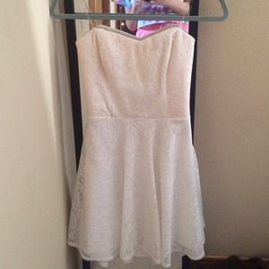 off white lace open back dress