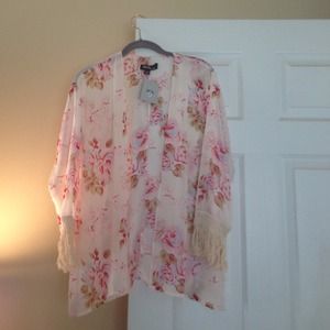 *Sold* ASOS Floral Fringe Kimono Jacket Small