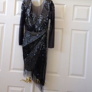 All sequined & beaded cocktail designer dress