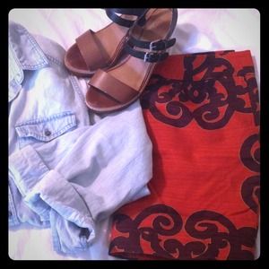 Orange and purple mini skirt