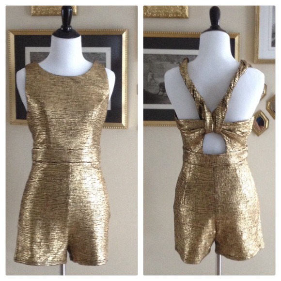 metallic gold romper
