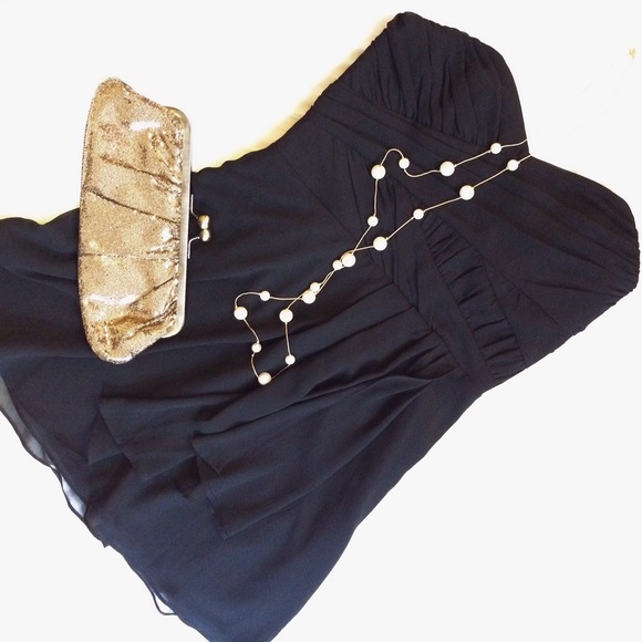 Strapless Black Chiffon Dress