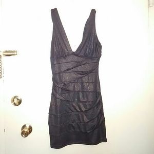 Navy dress with gold undertones