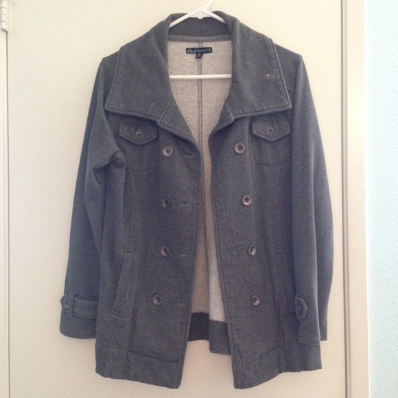 Ezekiel grey micro chevron print  pea coat Small