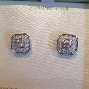 Sterling silver "diamond" accent earrings