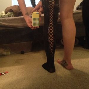 Lace up black stockings