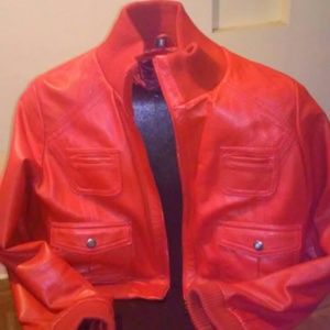 Red butter soft leather jacket used