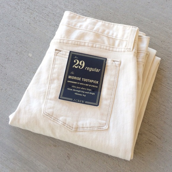 J. Crew Denim - Mid rise toothpick in ecru