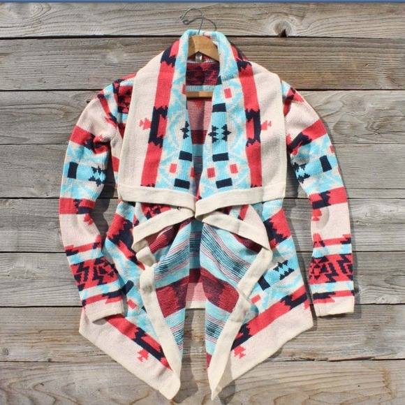 ❌❌SOLD❌❌ Aztec Multicolor Drape Cardigan - Picture 2 of 4